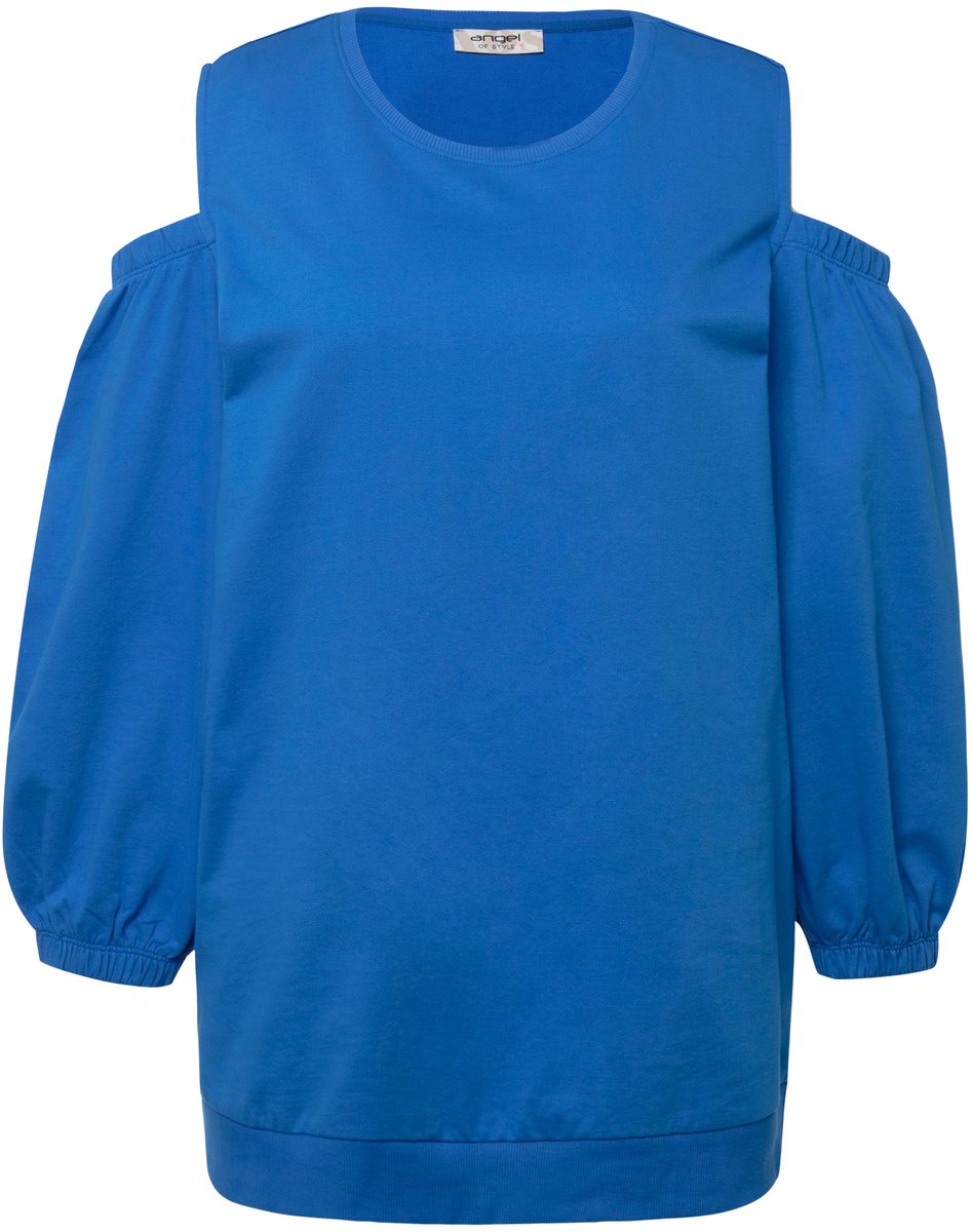 Angel of Style - Dames - Trui cut-out op de schouders ronde hals ballonmouwen - Koningsblauw - Maat 48
