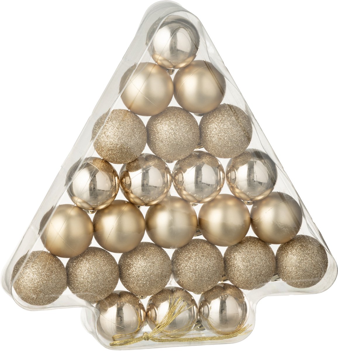 J-Line kerstbal - kunststof - champagne - doos van 24