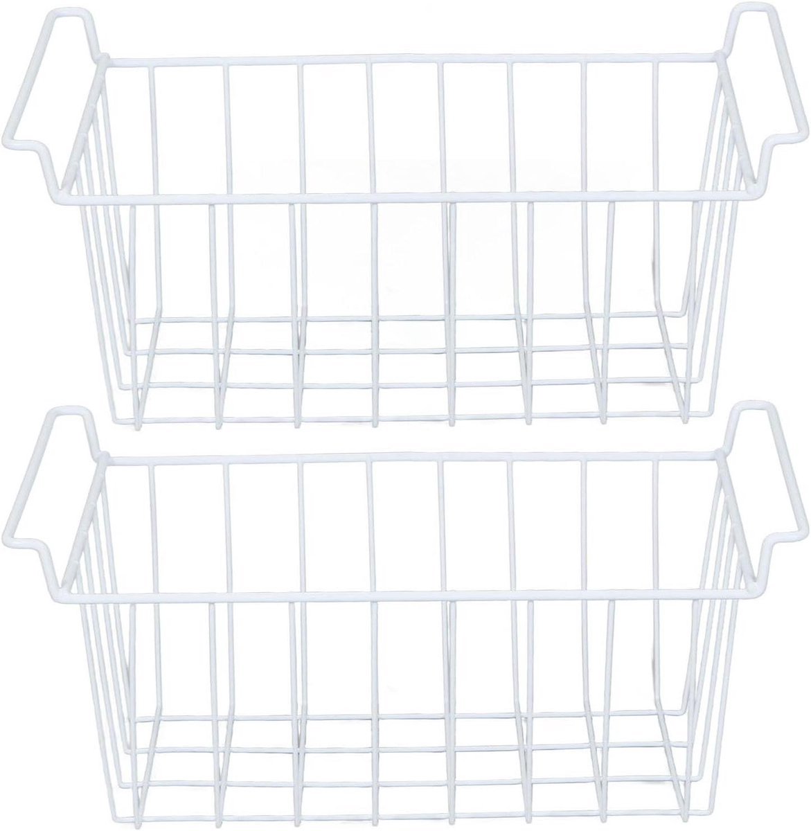 PolkaHome Plus - Vriezer Organizers 2 stuks met Handgrepen - Opbergmanden voor Vriezer en Koelkast - Keuken Opbergrek - 47.5x24.5x20cm