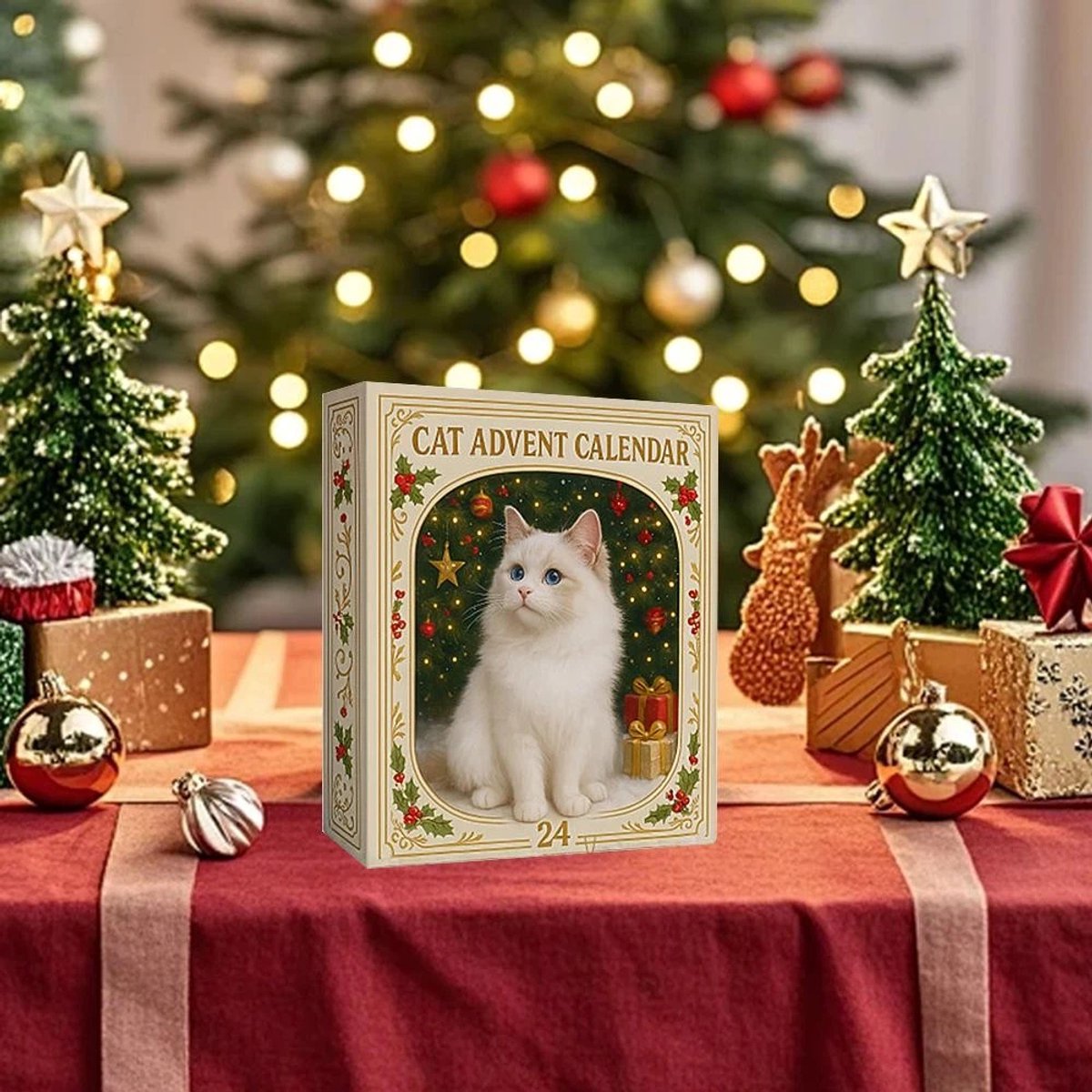 Calendrier De L'Avent 2025 En Chat Cristal - 24 Pendentifs Acrylique 2D, Décompte Noël Décoratif - 9