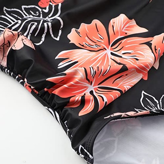 Wantonfy Badpak uit één stuk, zwempak voor dames, met één schouder, buikbedekkend, badkleding, Donkergroen, L