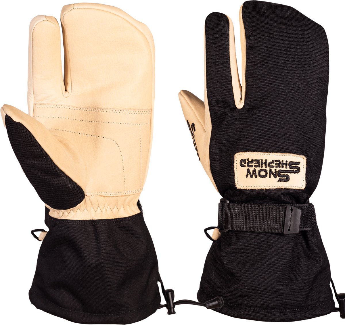 Snowshepherd - Lobster Handschoenen - Leer & CORDURA® - Waterdicht - Thinsulate 150g - Heren/Dames - Geel/Zwart - M
