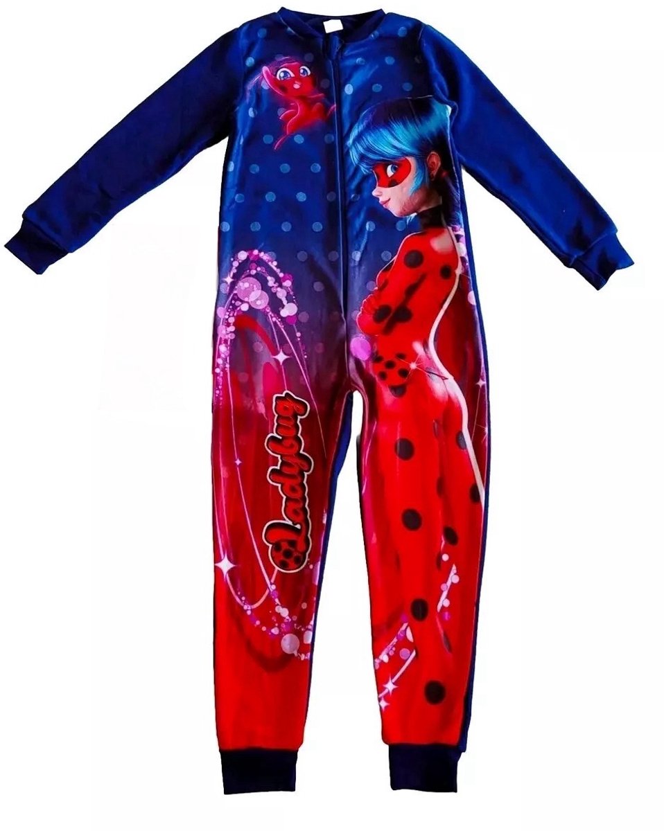 Miraculous Ladybug Onesie - Pyjama / Jumpsuit / Huispak - Rood/Navy - Maat 134/140