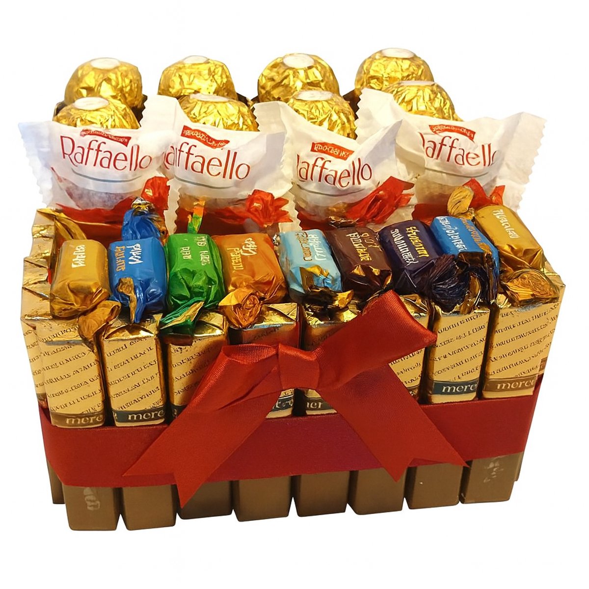 Luxe Snoeptaart met Merci, Ferrero Rocher & Raffaello – Luxecadeaumanden