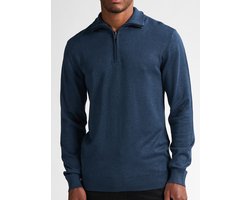 Petrol Industries - Heren Gebreide Half-Zip Trui Lexington - Blauw - Maat L