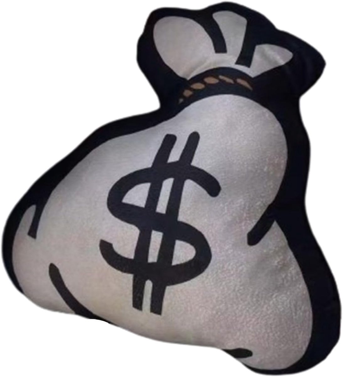 Daity Universeel groot pluchen kussen in de vorm van een geldzak, grappig kussen met dollarteken voor slaapkamer, auto en vrienden, standaard, grijs