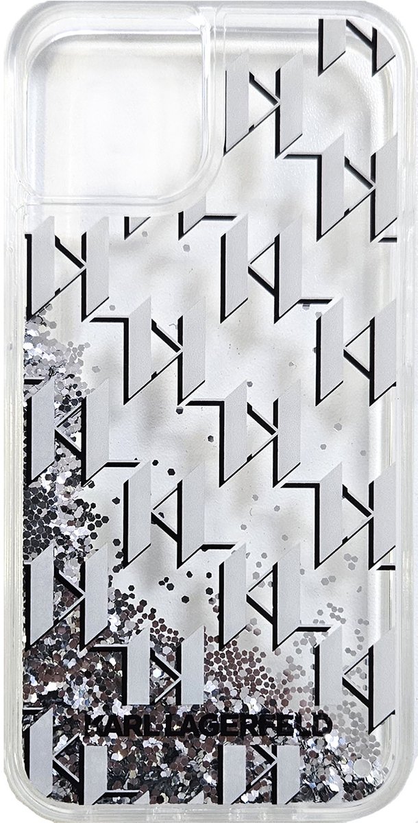 Karl Lagerfeld Back cover - iPhone 14 & 13 - Wit - Schokabsorberend TPU - Liquid glitter