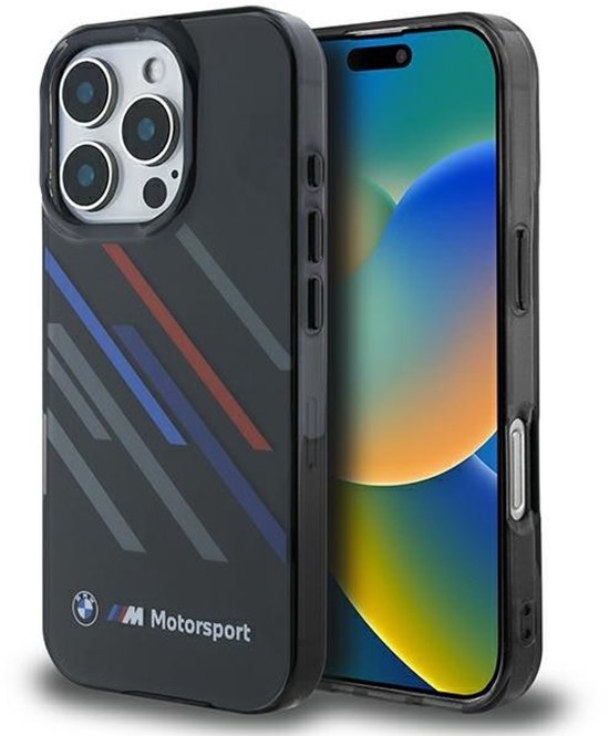 Coque arrière BMW - iPhone 16 Pro - Zwart - Antichoc - Poignée antidérapante