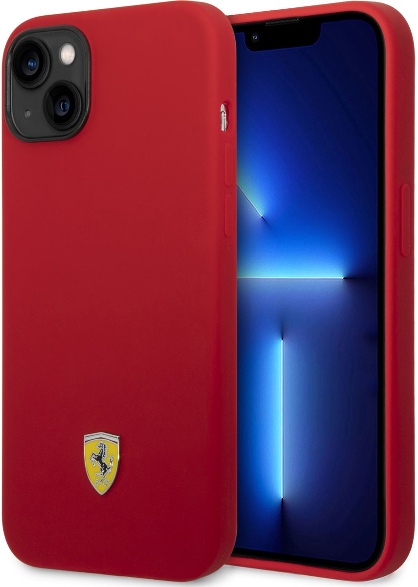 Ferrari Back cover - iPhone 14 Plus & 15 Plus - Rood - Liquid Silicone - Minimalistisch ontwerp