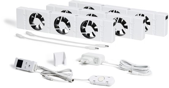 SpeedComfort Radiator Ventilator met Control Sensor - Trio Set (3x) - Sneller Verwarmen - Tot 22% Energiebesparing - Geschikt voor Warmtepomp - Meerdere Snelheden - Simpel te Plaatsen - Fluisterstil - Nederlands Product - Wit