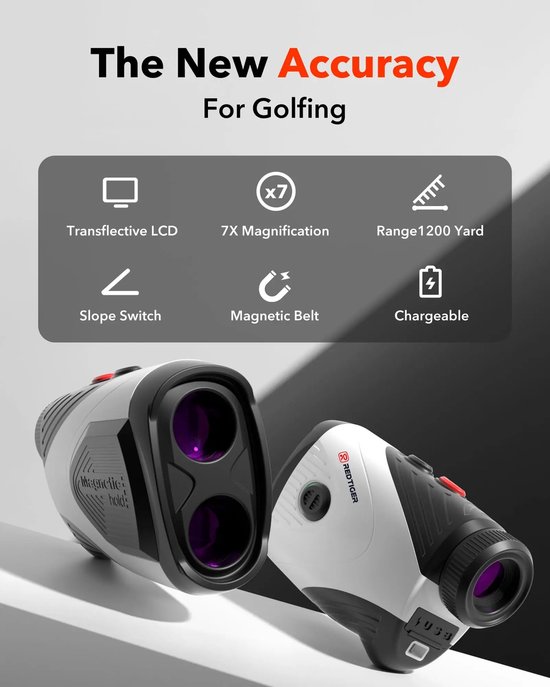 Novendo Goods - Rangefinder - Golfafstandsmeter - 1000 M - Oplaadbaar - Met helling berekening - Transflecterend LCD scherm - Wit van Novendo Goods — afbeelding 3