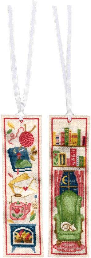 Vervaco - Telpakket kit - 6 x 20cm - Bladwijzer - Cosy reading - set van 2 - PN-0207578
