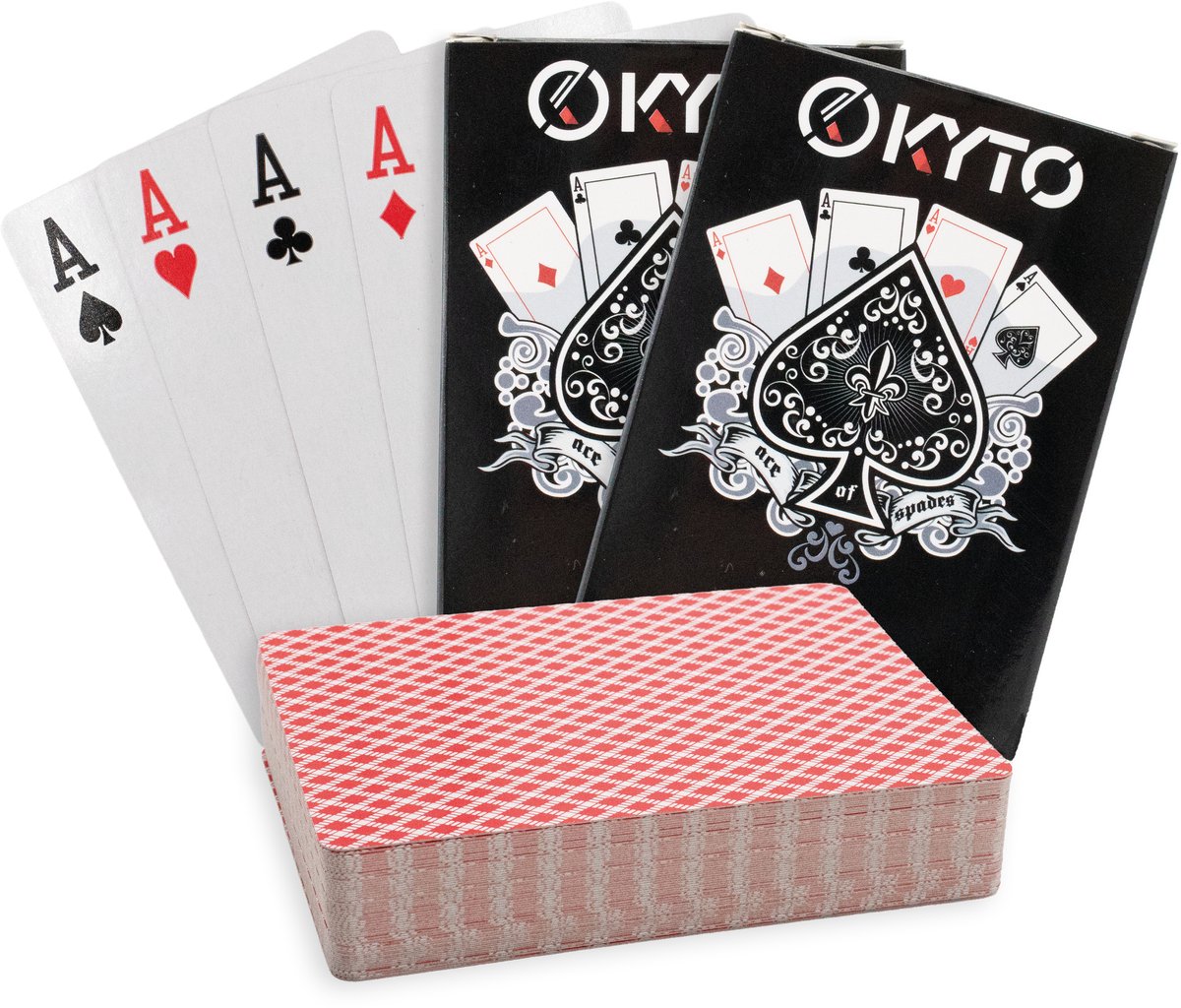 Kyto pokerset professioneel kaartspel - set van 2 - Hoogwaardige pokerkaarten voor liefhebbers en professionals - voor Texas Hold Em, Blackjack e.a. kaartenspellen