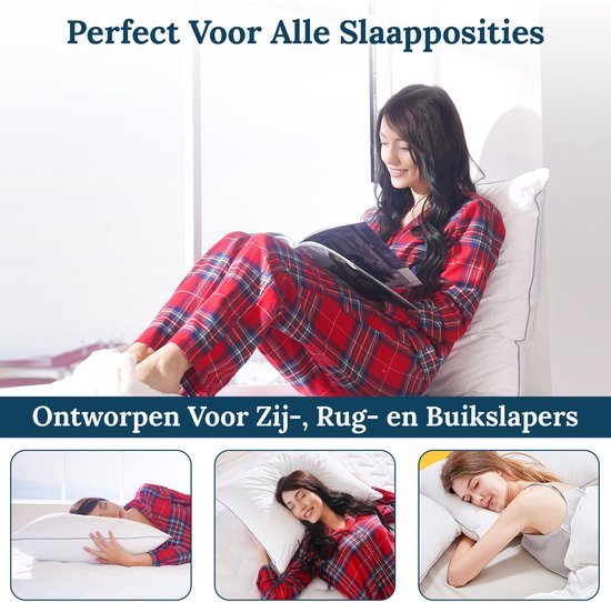 Sleep Comfy Set de 2 oreillers – Qualité hôtelière – 30 jours de sommeil d'essai – Comfort ultime – Soulage les douleurs du cou et du dos – Orthopédique et ergonomique – Convient à toutes les positions de sommeil – 60 x 70 cm