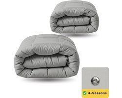 Zelesta Wonderbed Morning Grey 240x200 - Katoenen dekbed zonder overtrek - 4 Seizoenen dekbed - Wasbaar dekbed - Hoesloos dekbed - 2 in 1 Dekbed met vaste overtrek