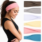 7 cm brede zwarte hoofdbanden voor dames en heren, Yedtreg 2-pack modieuze hoofdbanden voor dameshaar, zachte stof, rekbare haarbanden voor make-up, yoga, hardlopen, sport (zwart/bruin