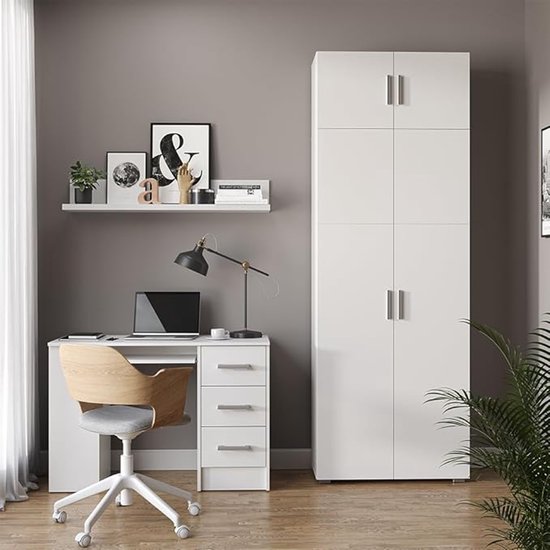 ROOMART Multifunctionele kast VENEDIK – Opbergkast met lade, deuren & legplanken – voor keuken & woonkamer – 90x179x42 cm beschikbaar (Wit