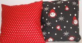 By Eef - sierkussenhoes - 50x50 - handgemaakt, kerst, kabouters, rood, zwart, wit, grijs