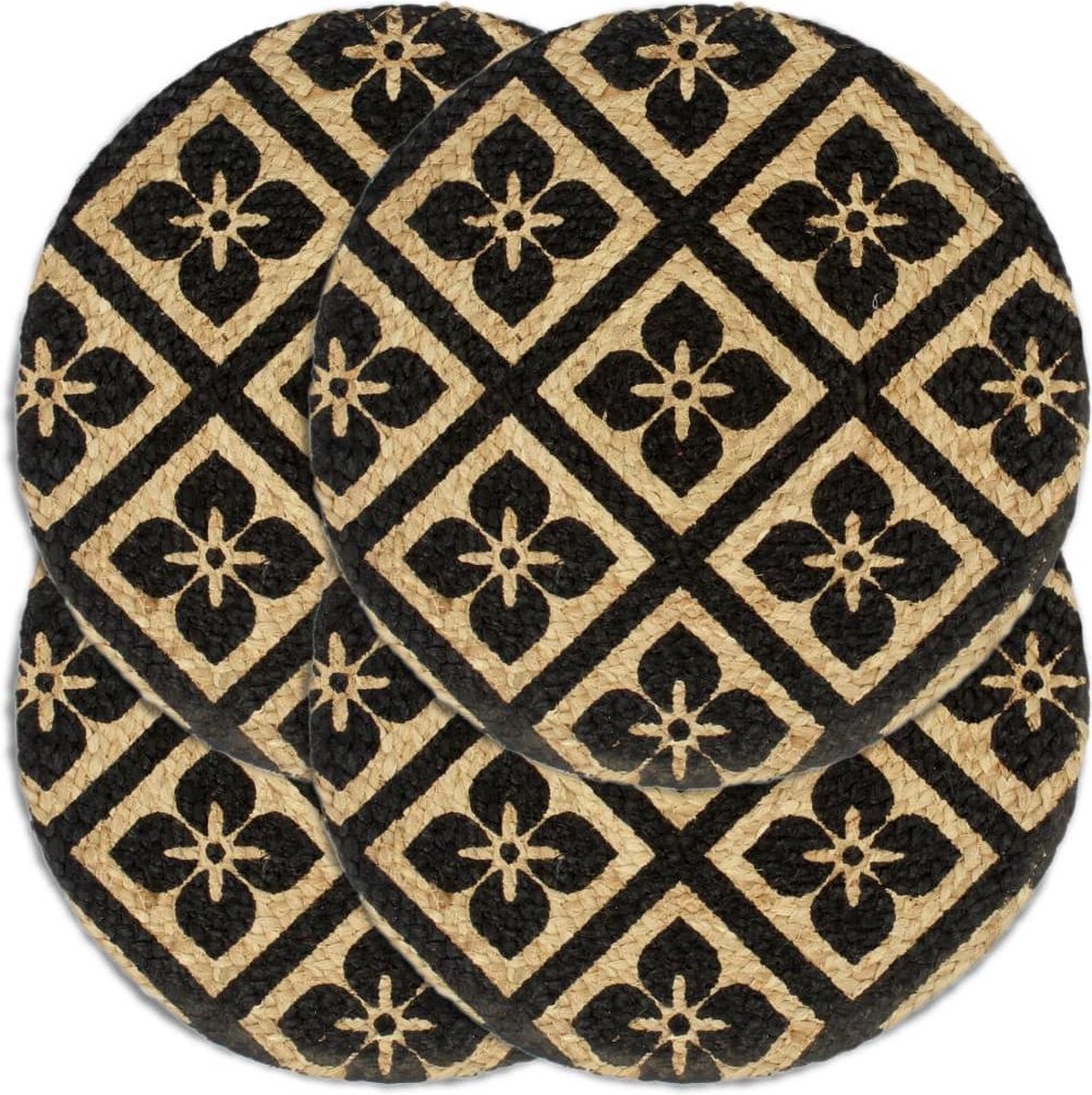 vidaXL - Placemats - 4 - st - rond - 38 - cm - jute - zwart