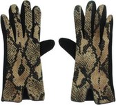 handschoenen met slangenprint - bruin/zwart