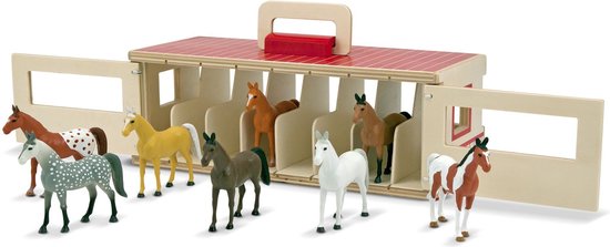 Afbeelding van het spel De draagbare stal voor showpaarden van Melissa & Doug (speelset, bevordert creatief leren, 8 speelgoedpaarden, geweldig cadeau voor meisjes en jongens - ideaal voor kinderen van 3, 4, 5 jaar en ouder)