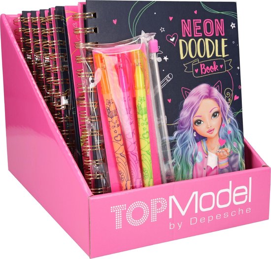 Thumbnail van een extra afbeelding van het spel TOPModel Neon Doodle Kleurboek met Neonstiften
