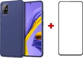 Silicone TPU gel blauw hoesje Telefoonhoesje geschikt voor Samsung Galaxy A51 met (full cover) glas screenprotector