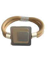 Armband rubber met aluminium beige