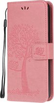 Uiltje boom roze agenda case hoesje Samsung Galaxy A71