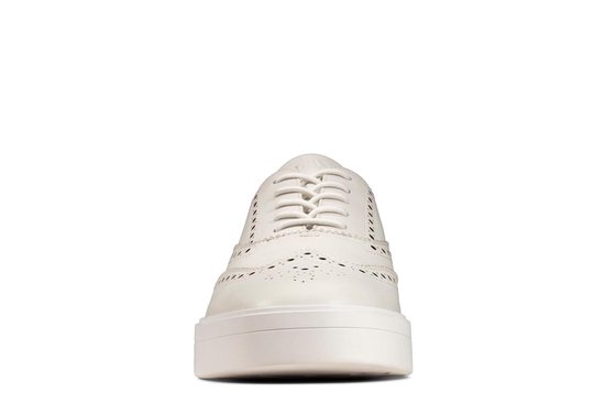 Clarks Hero Brogue Dames Sneakers - White Leather - Maat 38 | bol.com