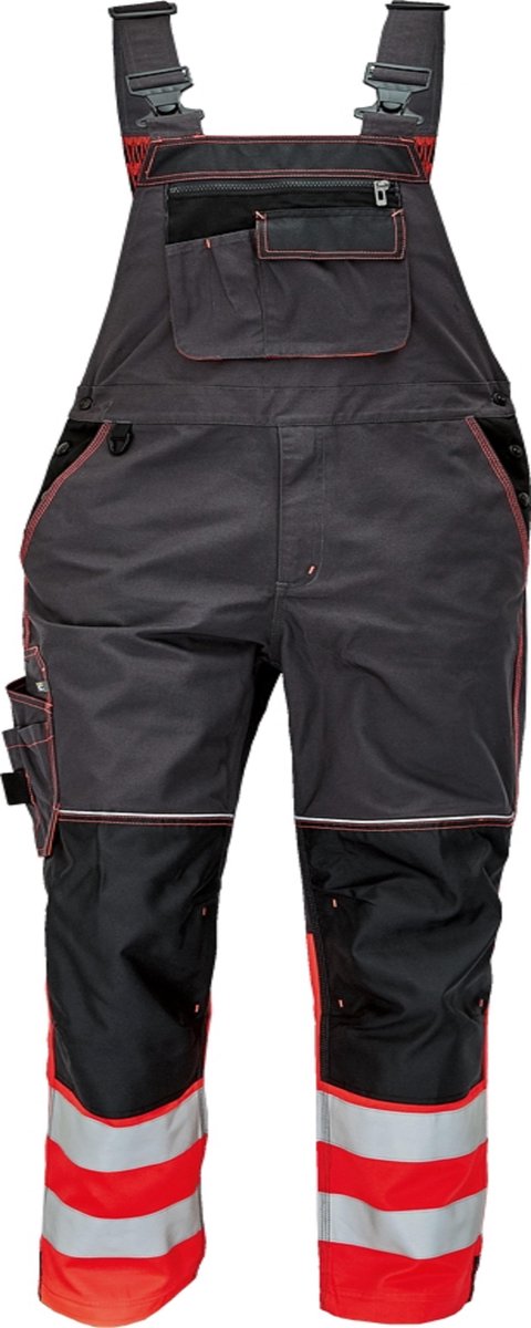 Amerikaanse Breteloverall Signalisatie Knoxfield HV fluor antraciet/rood, maat 58 - EN471