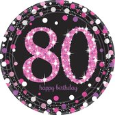 Amscan Feestborden 80 Jaar 22,8 Cm Rond 8 Stuks