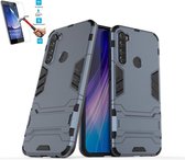 Xiaomi Redmi Note 8T Kickstand Shockproof Grijs Cover Case Hoesje - 1 x Tempered Glass Screenprotector A3TBL