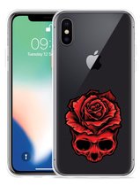 Geschikt voor Apple iPhone Xs Hoesje Red Skull - Designed by Cazy