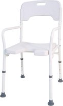 Douchestoel DSF 130 - Belastbaar tot 130 kg - Opvouwbaar voor ruimtebesparing - Hygiëne uitsparing - Zithoogte verstelbaar van 42 tot 52 cm - Met rugleuning en armleuningen - Badkamerstoel, Douchezitje - Drive Devilbiss Healthcare