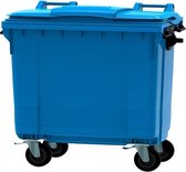 Afvalcontainer 660 liter blauw - 4 wielen - met deksel