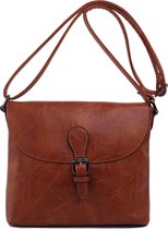 Ines Delaure- Paris - Crossbody handtas met flap en instelbare riem - camel bruin