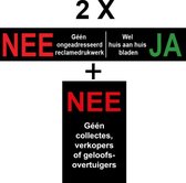 Nee Ja Sticker - Brievenbussticker Ja Nee - Reclame Nee - Huis aan Huis Ja - 2 setjes - Nee Geen collectes, Verkopers of Geloof - Promessa-Design.