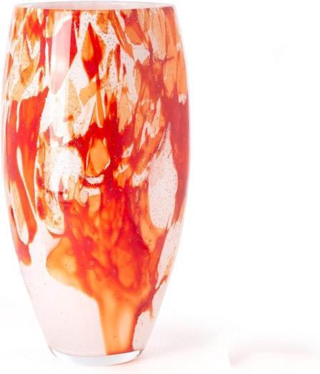 bol.com | Design vaas Oval - Fidrio ROSSO - Bloemenvaas glas, mondgeblazen  bloemenvaas - hoogte...