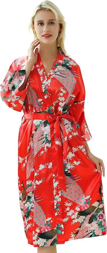 Kimono chinois robe robe rouge satin dames taille L