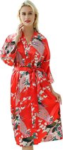 Chinese Kimono badjas ochtendjas rood satijn kamerjas dames kleding maat L