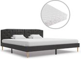 Bed met Matras Zwart 180x200 cm Stof (Incl LW Led klok) - Bed frame met lattenbodem - Tweepersoonsbed Eenpersoonsbed