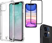 iphone 11 hoesje - iphone 11 case shock siliconen transparant - hoesje iphone 11 apple - iphone 11 hoesjes cover hoes - 1x iphone 11 screenprotector glas tempered glass screen prot