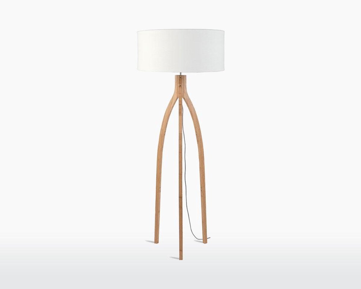 GOOD&MOJO Vloerlamp Annapurna - Wit/Bamboe - Ø60cm - Scandinavisch,Bohemian - Staande lampen voor Woonkamer - Slaapkamer