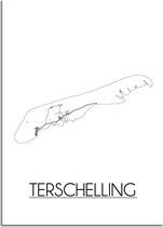 DesignClaud Terschelling Plattegrond poster A4 + Fotolijst wit