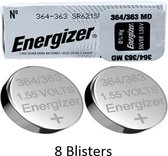 8 stuks (8 blisters a 1 stuk) Energizer 363/364 Zilver-oxide batterij knoopcel (S) 1,55 V