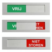 Schuifbordje vrij - niet storen XL - 170 mm x 42 mm x 4 mm - Bevestiging 3M plakstrip.- Met 4 mm dikte geen blok op je deur.- Met aluminium schuif.- Promessa-Design.