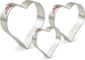 3x Uitsteekvorm Hart - RVS uitsteek harten voor koekjesdeeg, fondant etc. Valentijns dag