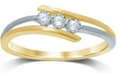 Schitterende 14K Geel Wit Gouden Ring Diamant 17.50 mm. (maat 55)