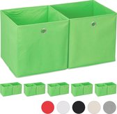 Relaxdays 12 x opbergbox - stof - opvouwbaar - speelgoed - opbergmand – opbergen – groen